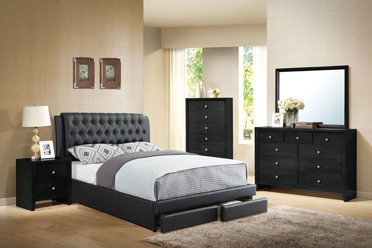 

    
Poundex Furniture F9338 Storage Bed Black F9338CK
