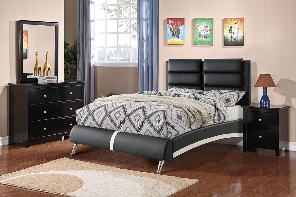 

    
Poundex Furniture F9340 Platform Bed Black/White F9340F
