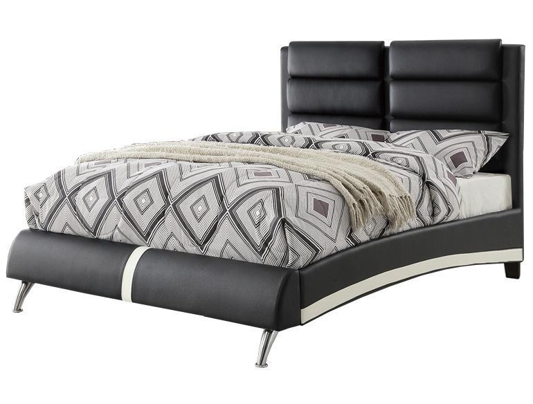 

        
Poundex Furniture F9340 Platform Bed Black/White Faux Leather 00700867331520

