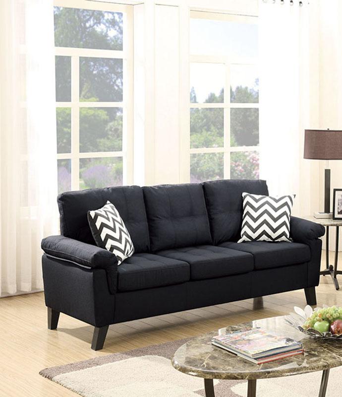 

    
Modern Black Fabric Upholstered 2-Pcs Sofa Set F6900 Poundex
