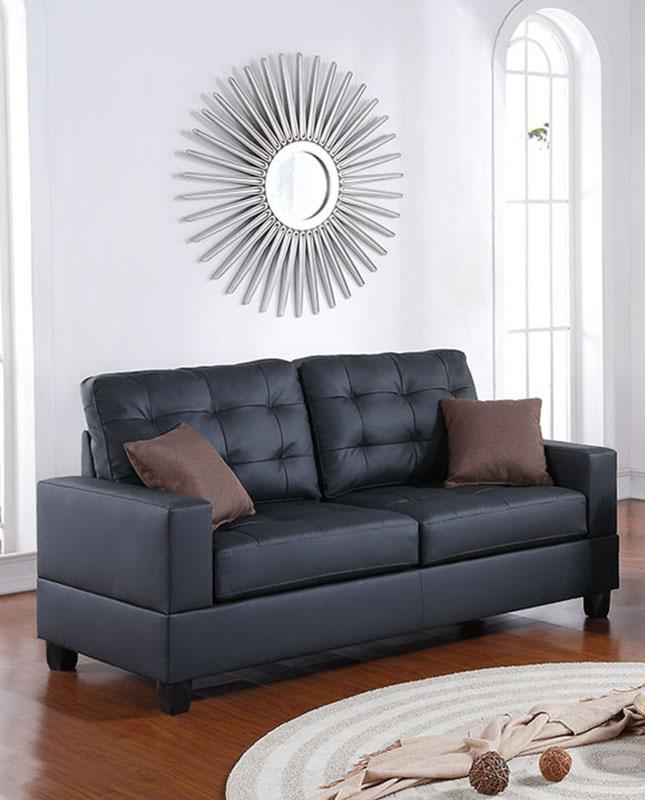 

    
Black Faux Leather  2-Pcs Sofa Set F7855 Poundex Modern
