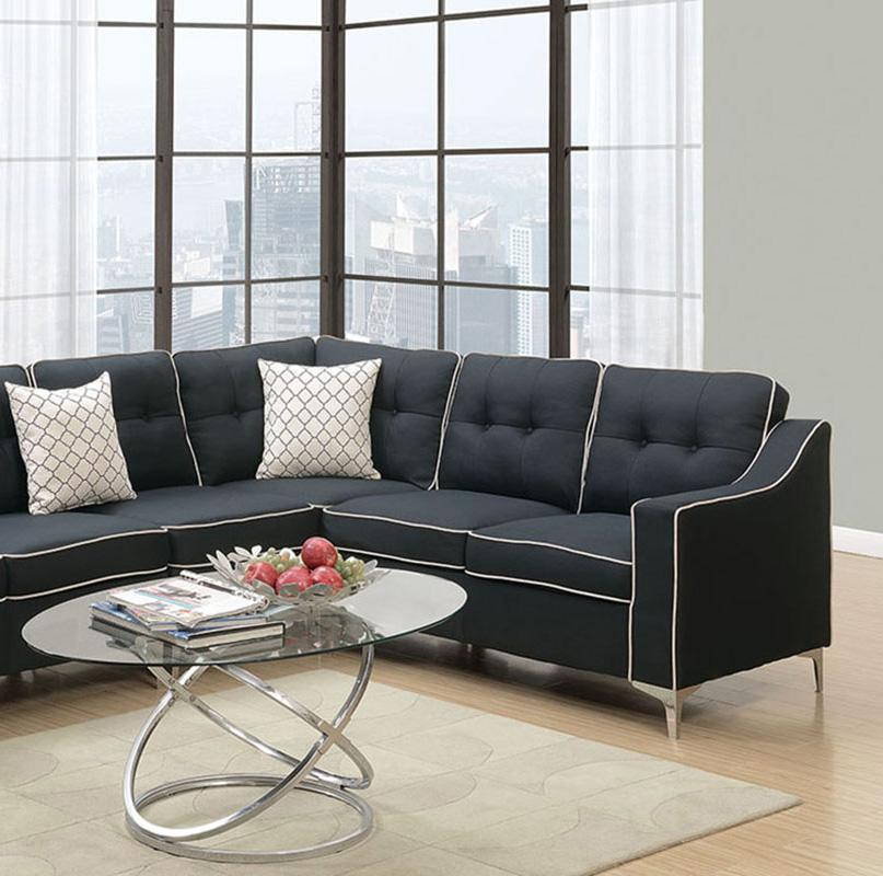 

    
Poundex Furniture F6887 Sectional Sofa Black F6887
