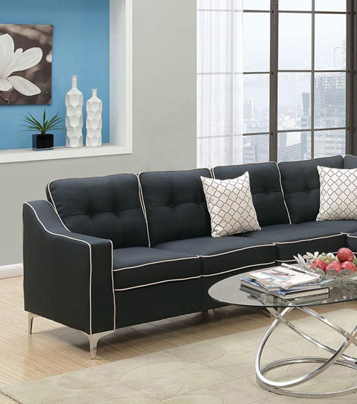 

    
Black Fabric 4-Pcs Sectional Sofa Set F6887 Poundex Modern
