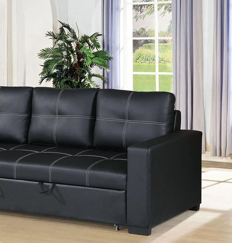 

    
Black Fuax Leather Convertible Sofa F6530 Poundex Modern Contemporary
