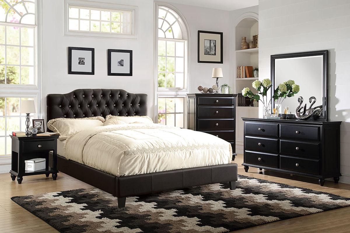 

    
Modern Black Faux Leather Upholstered Eastern King Bed F9331 Poundex

