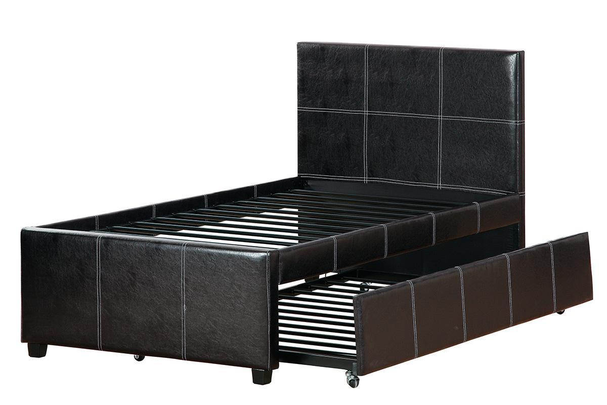 

    
Black Faux Leather Full Size Bed w/ Trundle F9214 Poundex Modern
