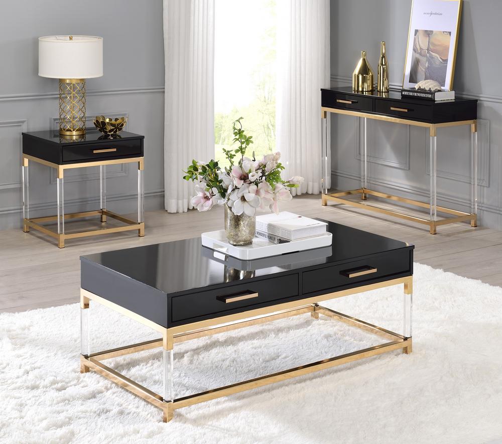 Modern Coffee Table and 2 End Tables Adiel 82345-3pcs in Black 