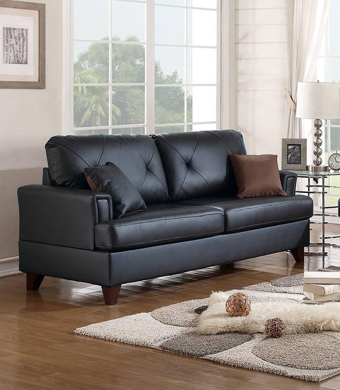 

    
Black Genuine Leather Sofa Loveseat Set 2-Pcs SF6876 Poundex Modern
