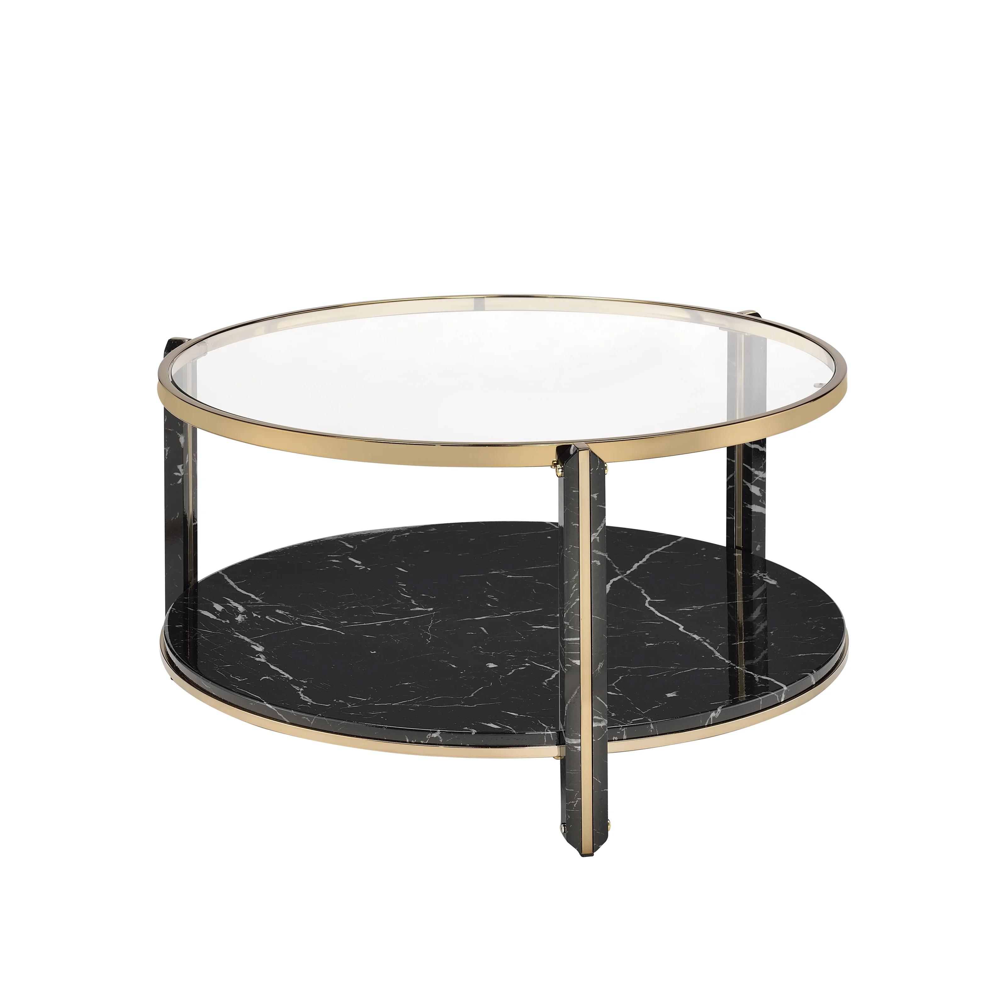 

    
Modern Black Marble & Champagne Coffee Table by Acme Thistle 83305
