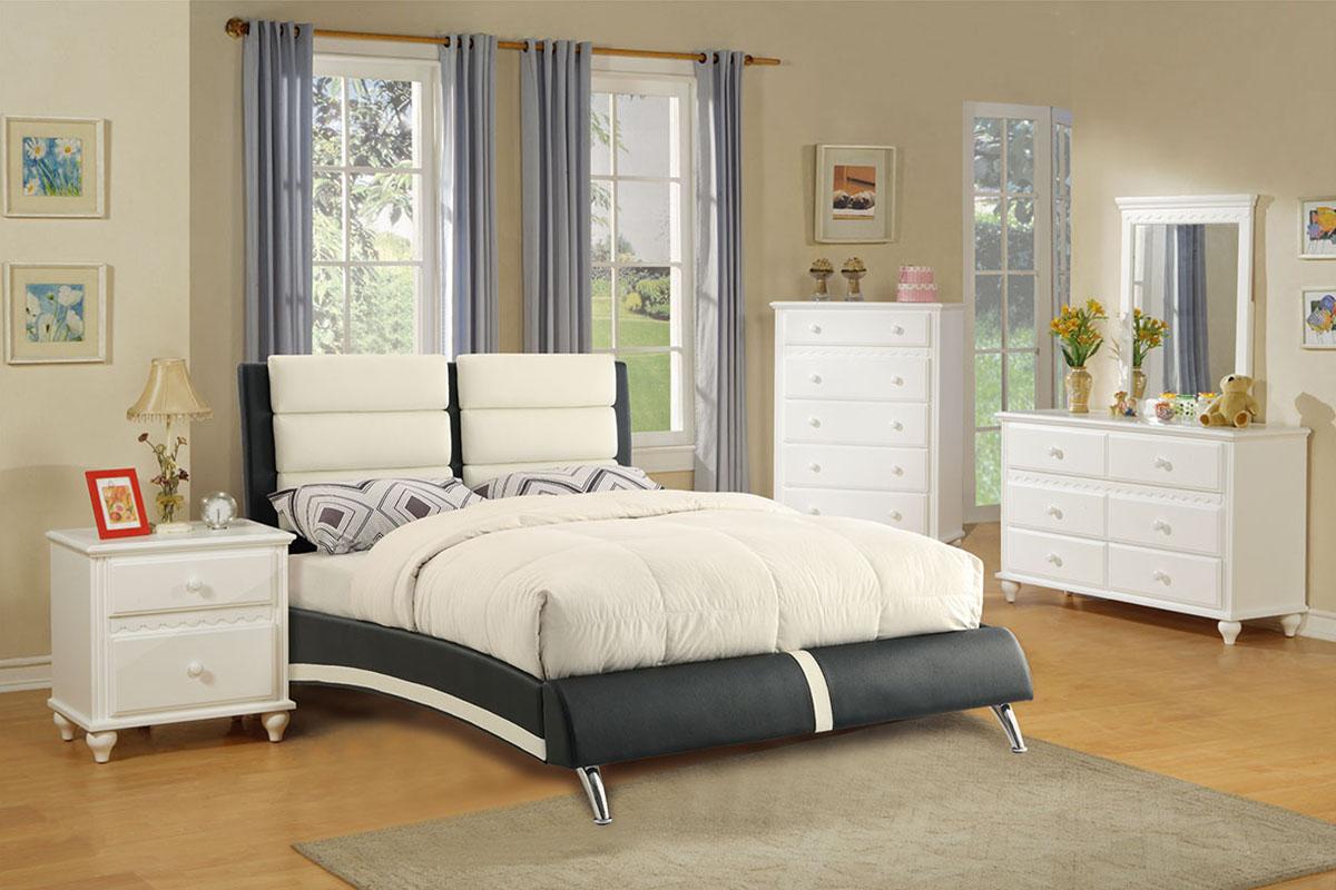 

    
Black,White Faux leather Upholstered Queen Bed F9341 Poundex Modern

