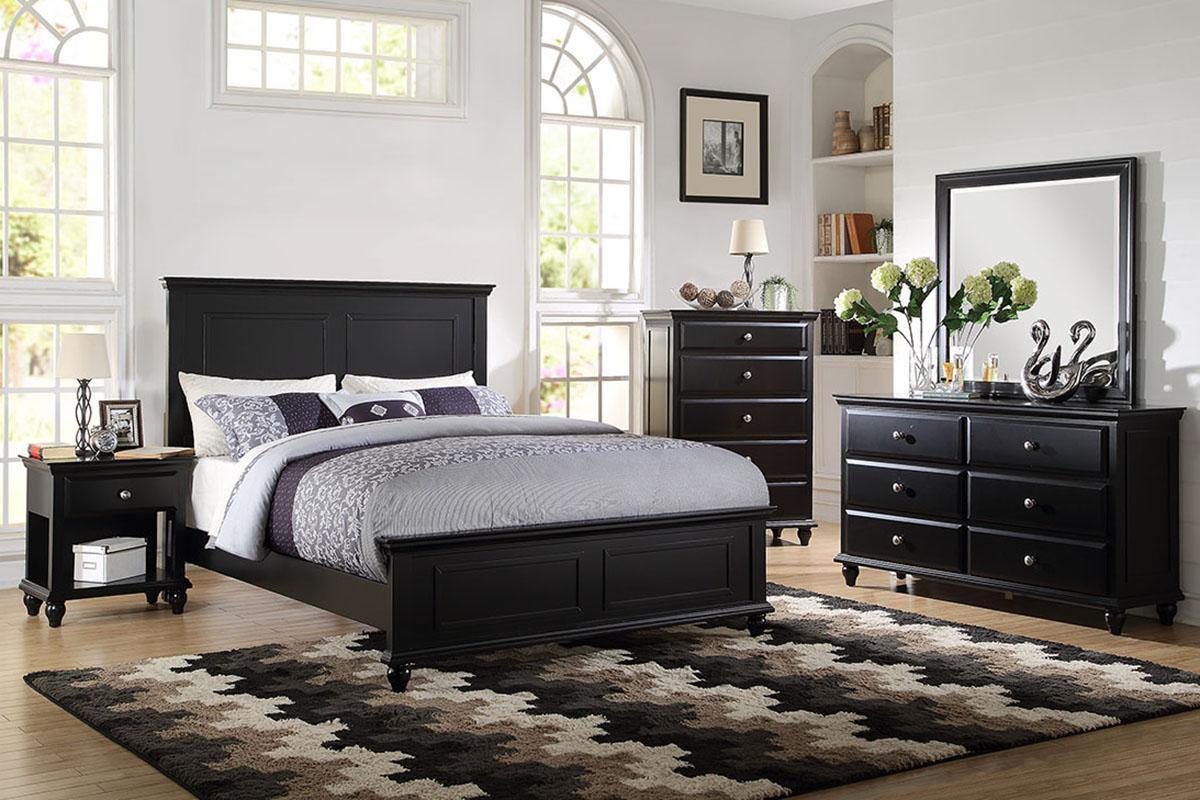 

    
Black Solid Wood C.King Bed F9271 Poundex Modern
