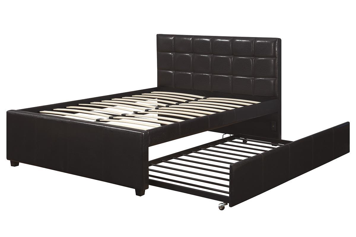 

    
Black Faux Leather Full Size Bed w/ Trundle F9215 Poundex Modern
