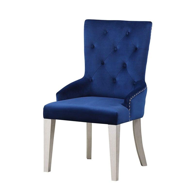 

    
Modern Blue Fabric & Antique Platinum Chair by Acme Varian 66162
