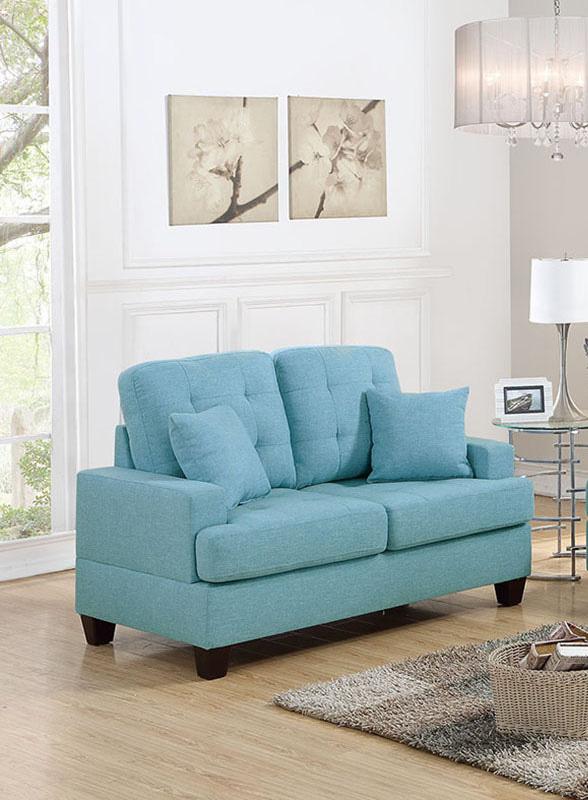 

    
Blue Fabric Sofa Loveseat Set 2-Pcs F6502 Poundex Modern
