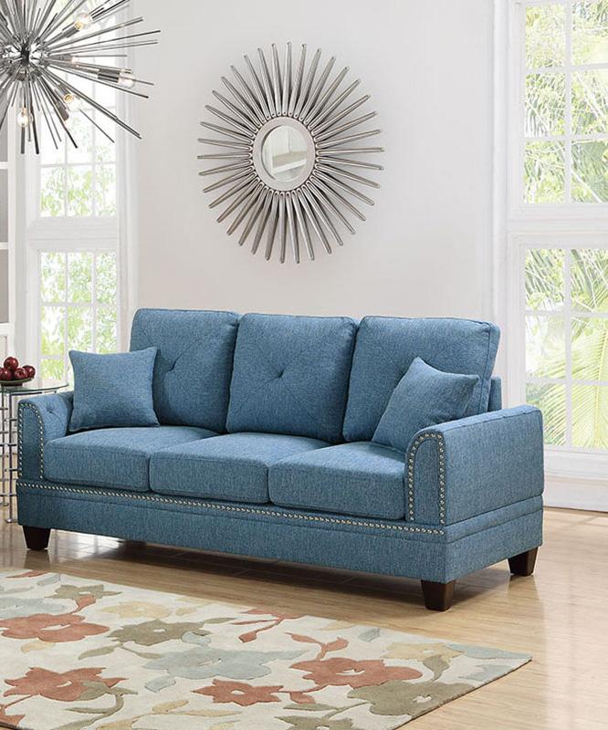 

    
Poundex Furniture F6508 Sofa Loveseat Blue F6508

