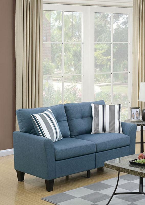 

    
Modern Blue Fabric Upholstered Sofa Loveseat Set 2-Pcs F6535 Poundex
