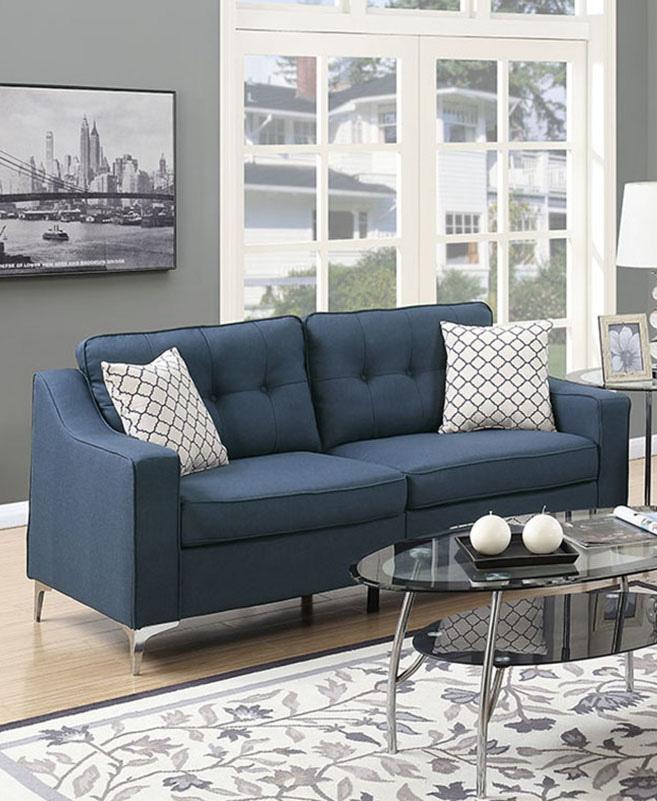 

    
Modern Blue Fabric Upholstered 2-Pcs Sofa Set F6893 Poundex

