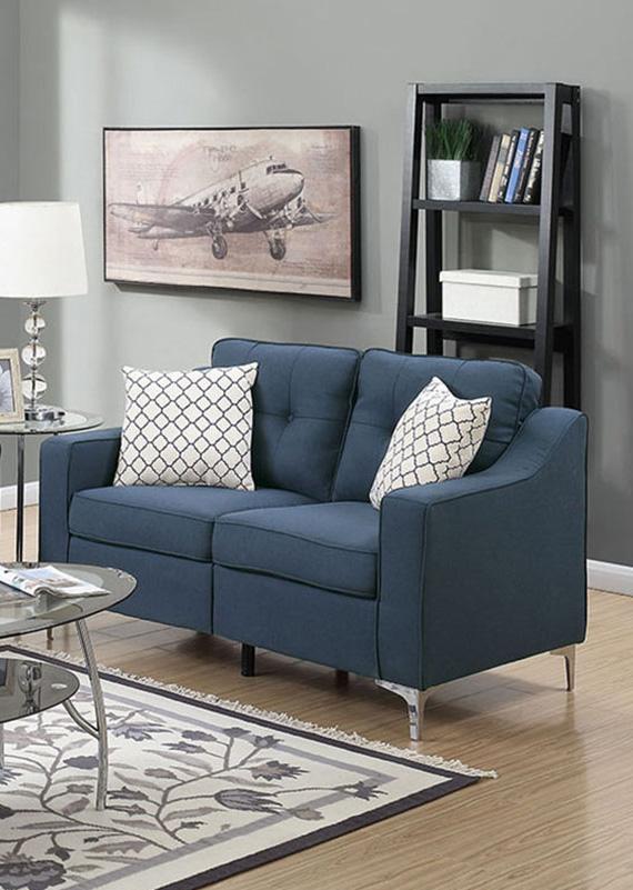 

    
Poundex Furniture F6893 Sofa Loveseat Blue F6893
