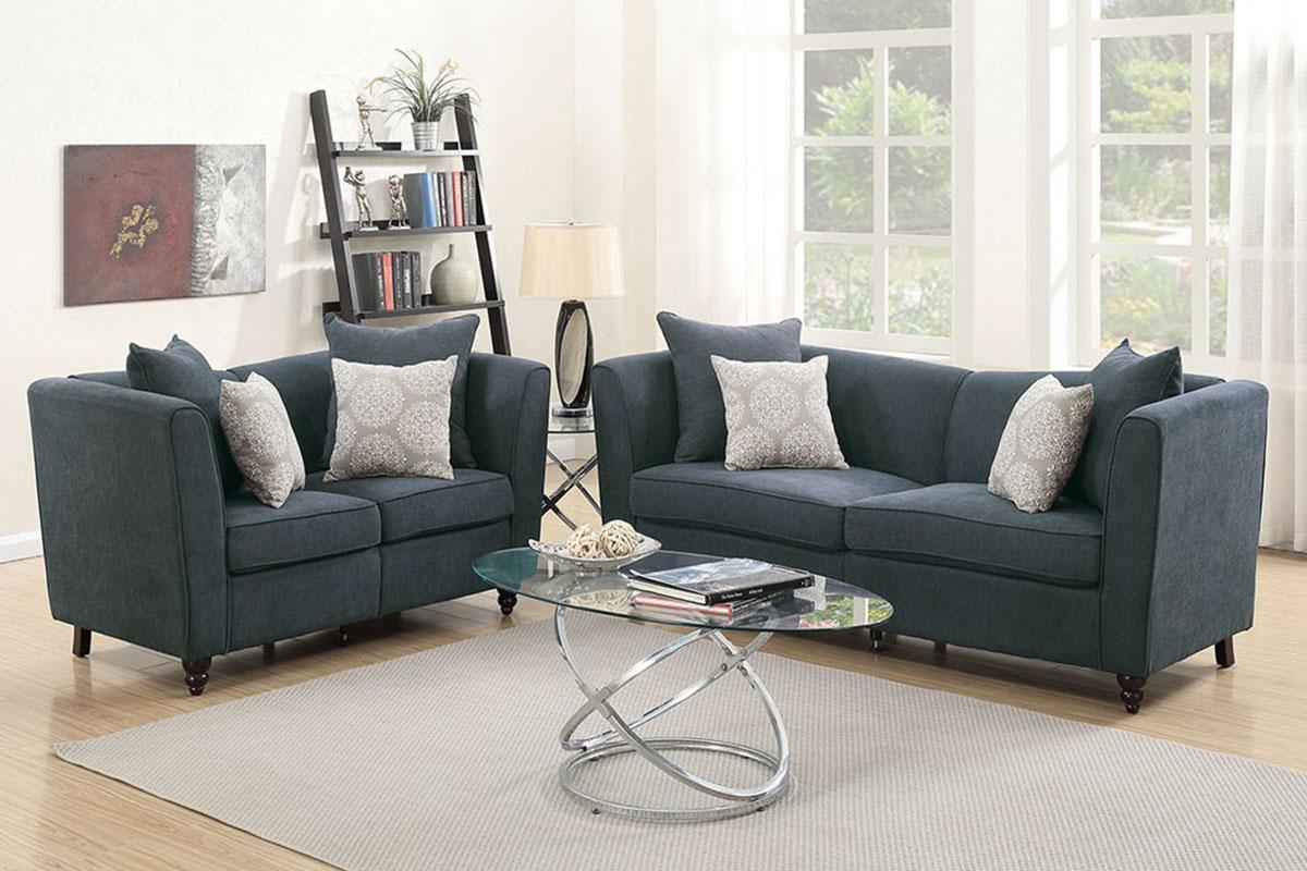 

    
Modern Slate Fabric Upholstered 2-Pcs Sofa Set F6897 Poundex
