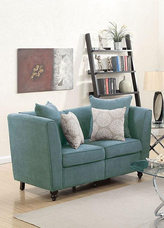 

    
Modern Blue Fabric Upholstered 2-Pcs Sofa Set F6899 Poundex
