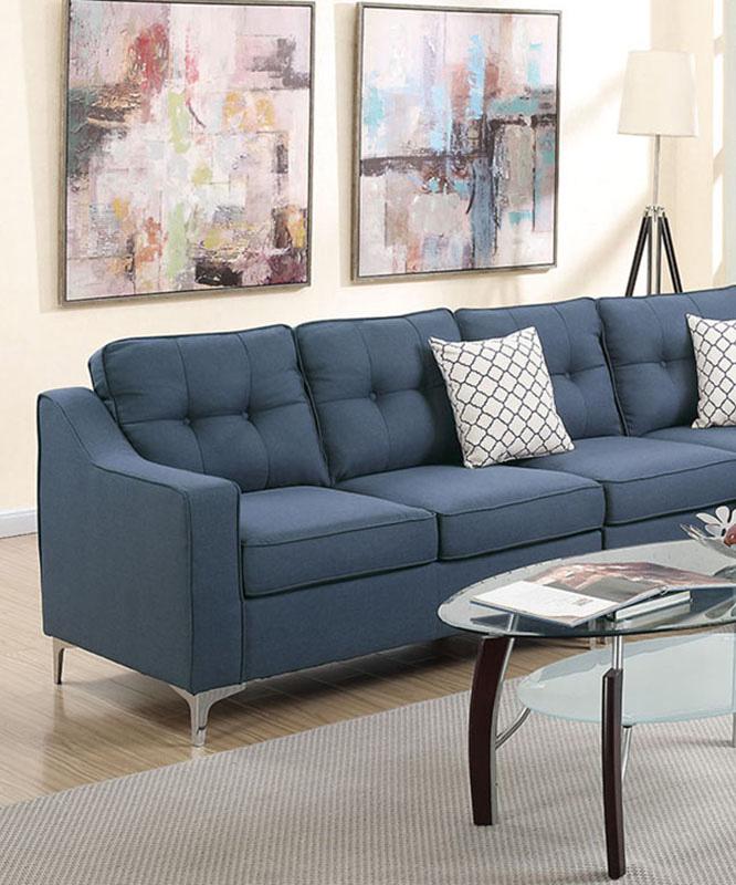 

    
Modern Blue Fabric  4-Pcs Sectional Sofa Set F6889 Poundex
