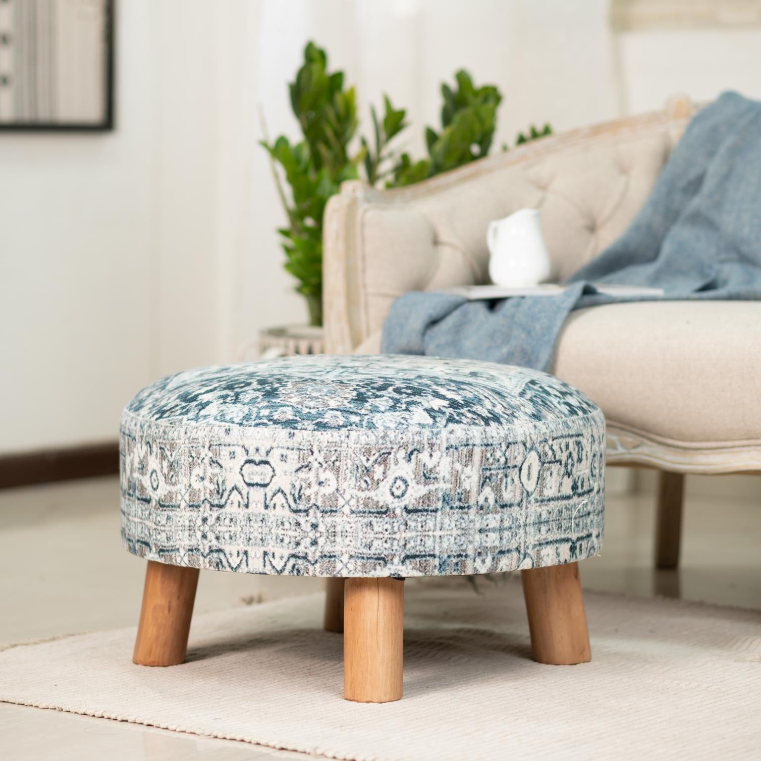 Modern, Traditional Stool 1524 Stool 718852652345 718852652345 in Blue Fabric