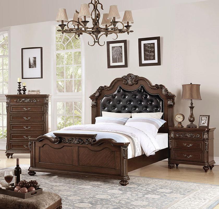 

    
Calif. King Bed F9386 Brown,Black Tufted Faux Leather Poundex
