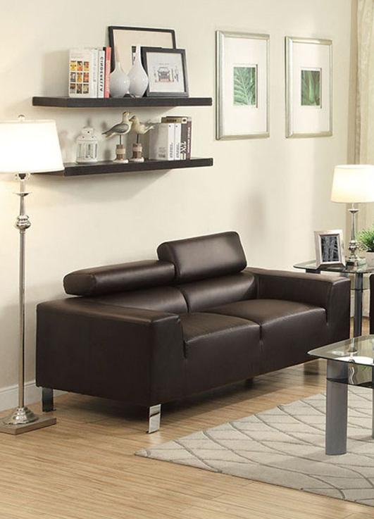 

    
Brown Bonded Leather Sofa Loveseat Set 2 Pcs F7264 Poundex Modern
