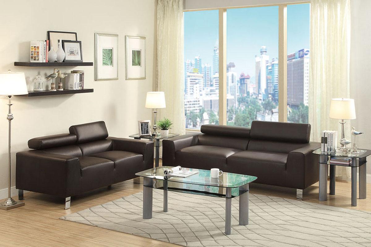 Contemporary, Modern Sofa Loveseat F7264 F7264 in Brown Bonded Leather