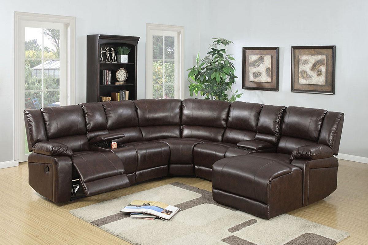 Contemporary, Modern Reclining Sectional F6746 F6746 in Brown Bonded Leather