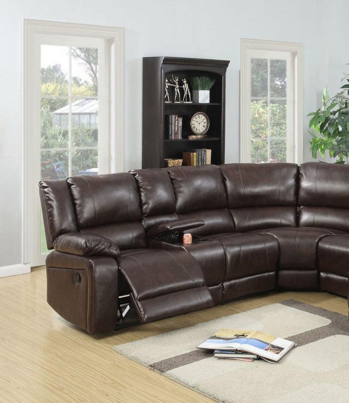 

    
Brown Bonded Leather  Motion Sectional Sofa F6746 Poundex Modern
