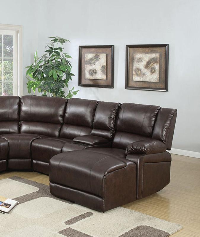 

    
Poundex Furniture F6746 Reclining Sectional Brown F6746
