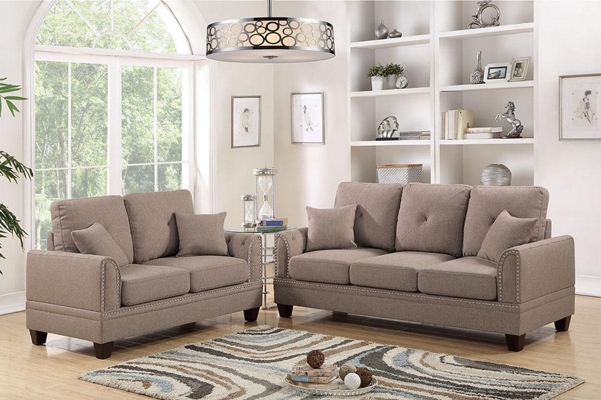 

    
Brown Fabric Sofa Loveseat Set 2-Pcs F6509 Poundex Modern
