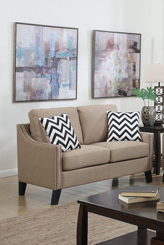 

    
Modern Brown Fabric Upholstered 2-Pcs Sofa Set F6908 Poundex
