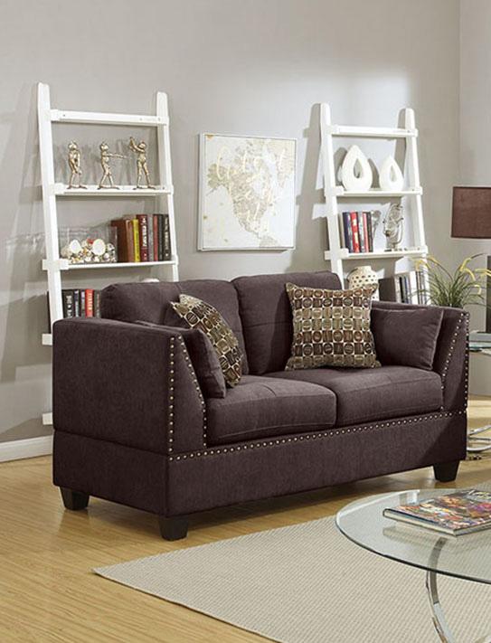 

    
Modern Brown Fabric Upholstered 2-Pcs Sofa Set F6917 Poundex
