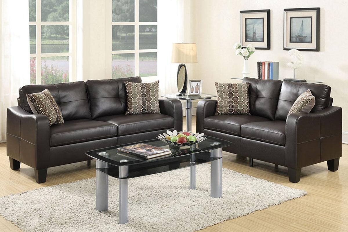 Modern Sofa Loveseat F6921 F6921 in Brown Bonded Leather