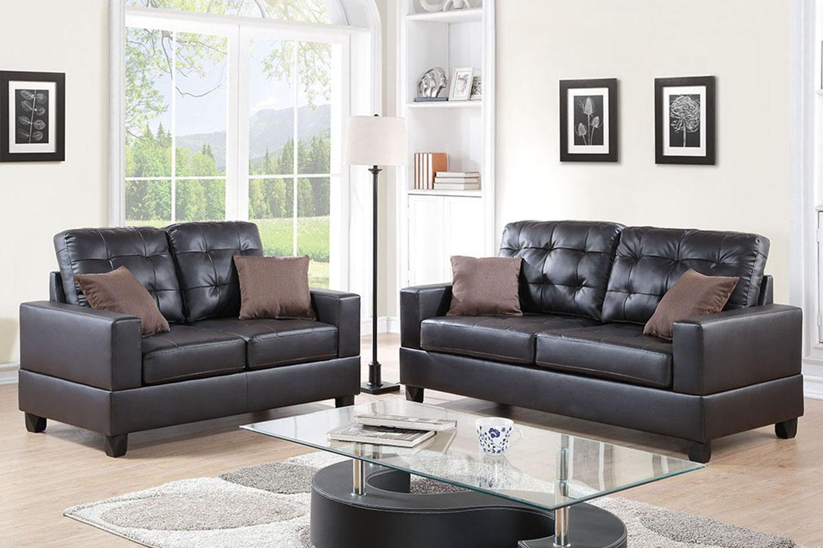 

    
Espresso  Faux Leather  2-Pcs Sofa Set F7857 Poundex Modern
