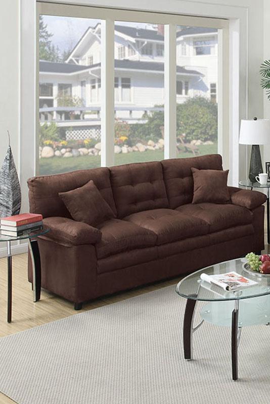 

    
Modern Brown Fabric Upholstered 3-Pcs Sofa Set F7908 Poundex
