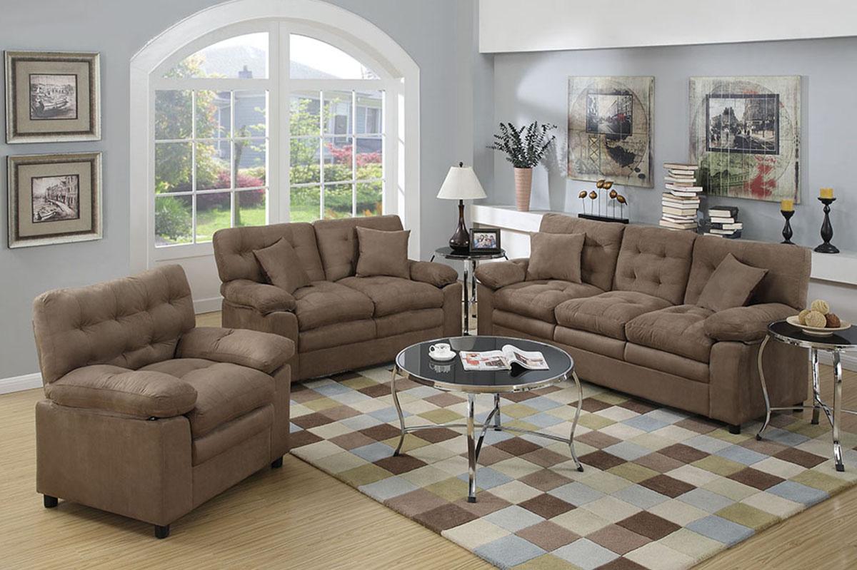 

        
Poundex Furniture F7910 3-Pcs Sofa Set Brown Fabric 00742169030206

