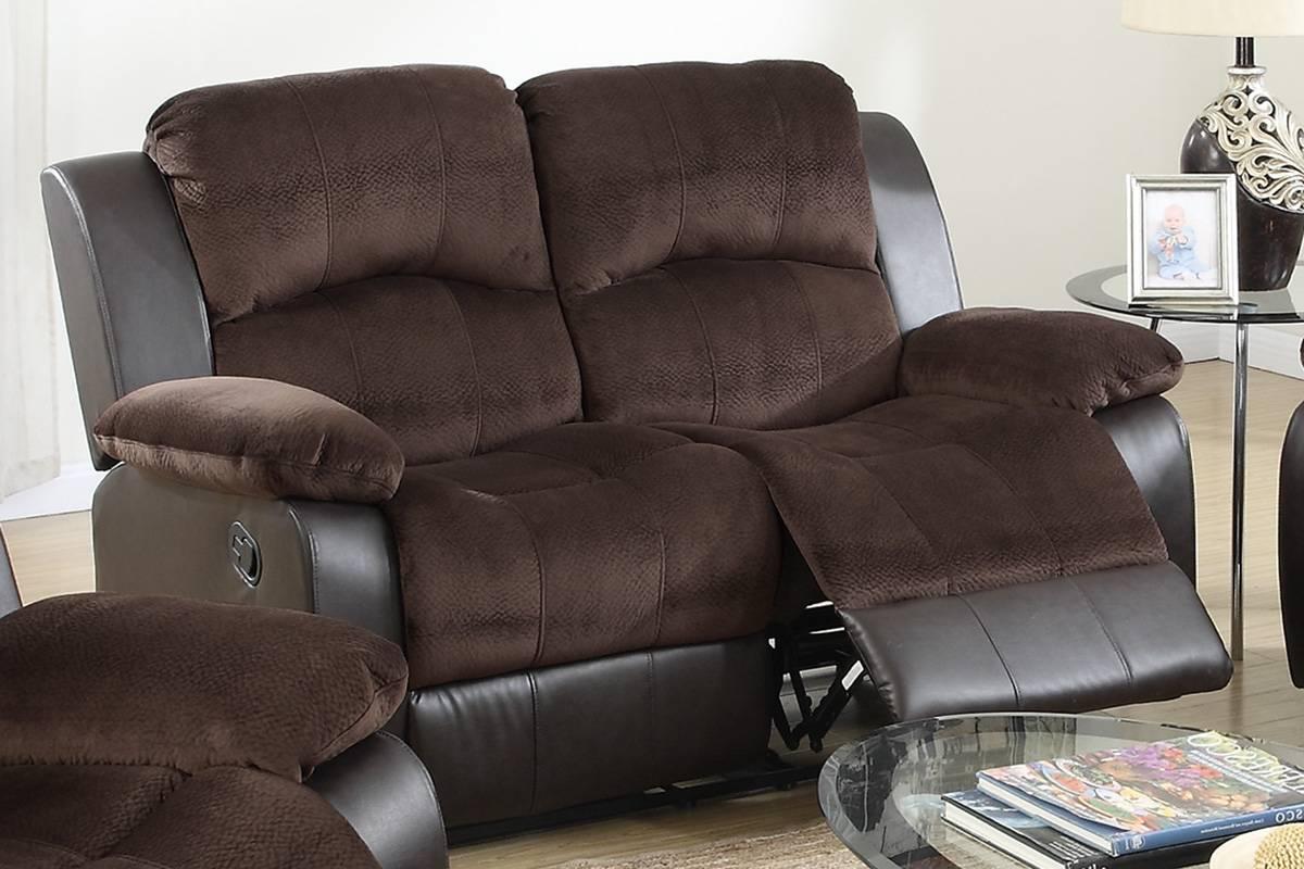 Modern Motion Loveseat F6695 F6695 in Brown Padded Suede
