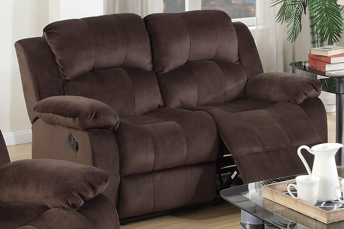 Contemporary, Modern Motion Loveseat F6711 F6711 in Brown Padded Suede