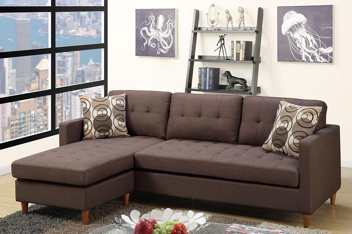 

    
Brown Fabric Sectional Sofa F7086 Poundex Modern Contemporary
