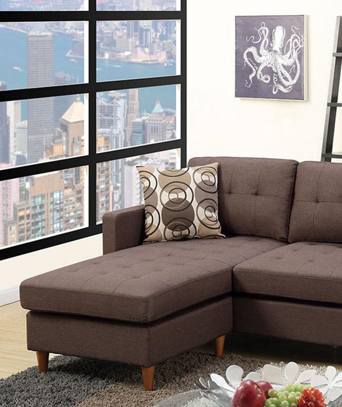 

    
Brown Fabric Sectional Sofa F7086 Poundex Modern Contemporary
