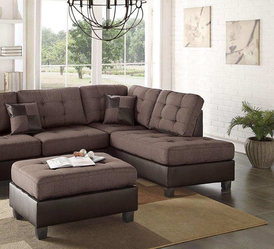 

    
Poundex Furniture F6857 3-Pcs Sectional Sofa Brown/Light Brown F6857
