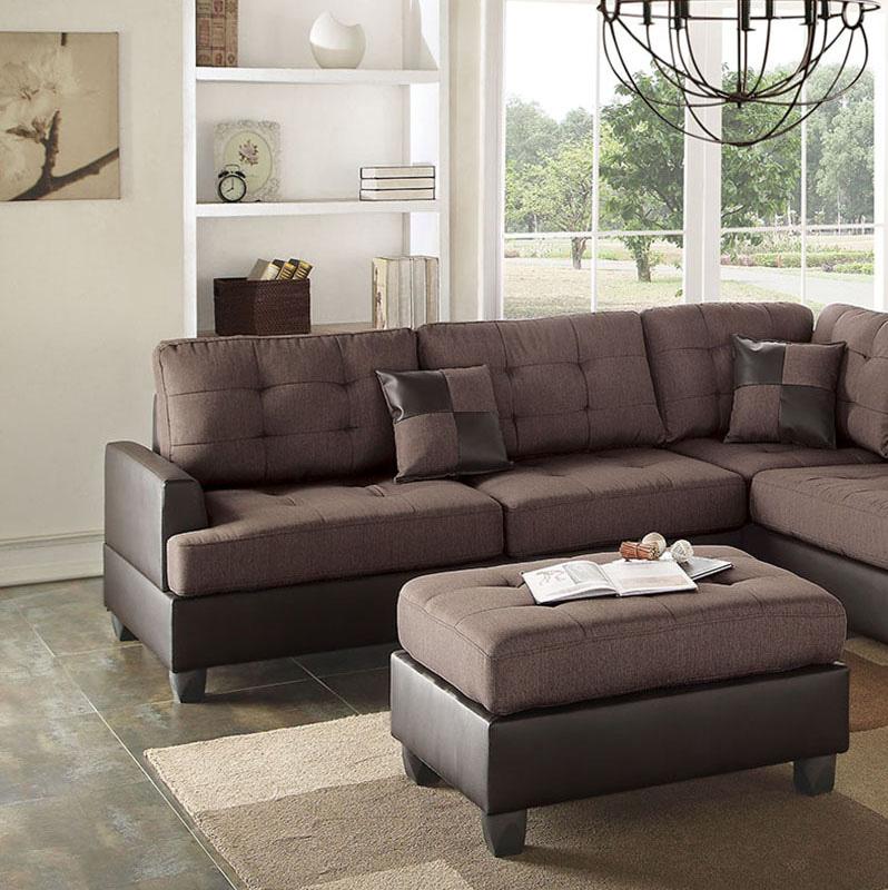 

    
Brown Faux Leather Sectional Sofa Set 2-Pcs F6857 Poundex Modern
