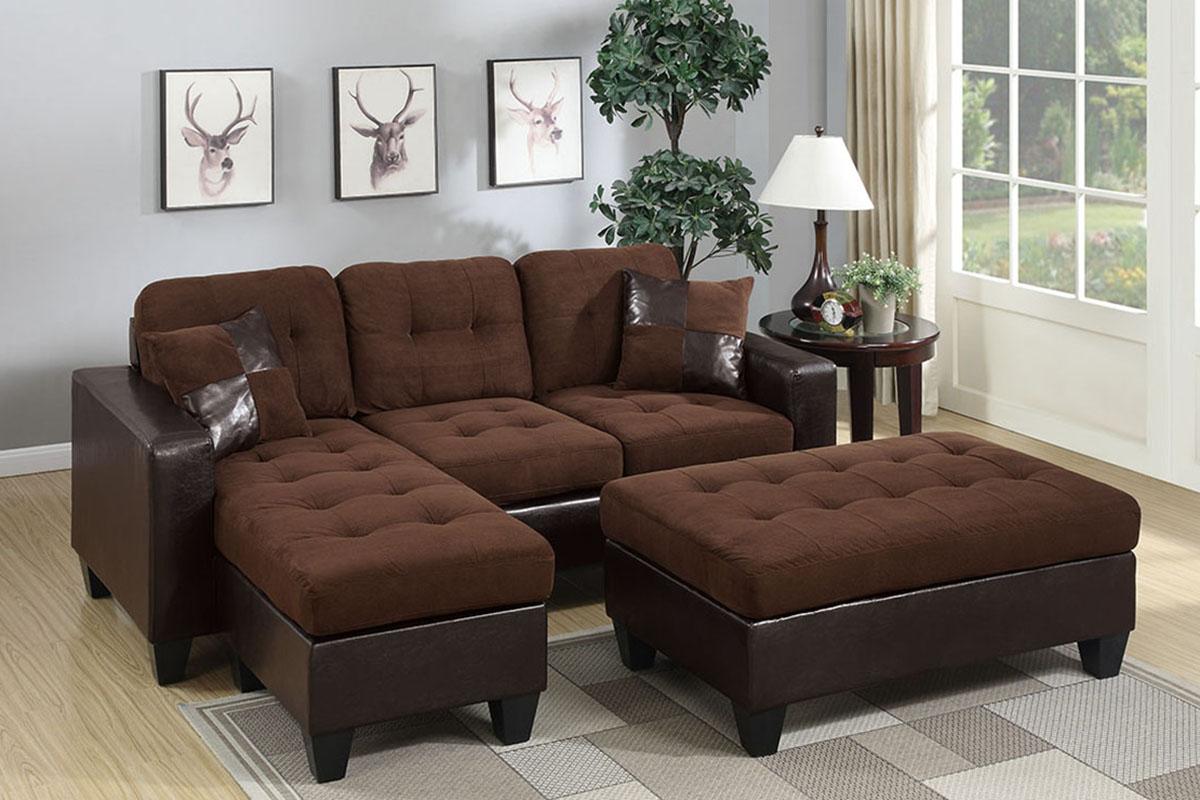 

    
Modern Brown Bonded Leather Upholstered Sectional Set F6928 Poundex
