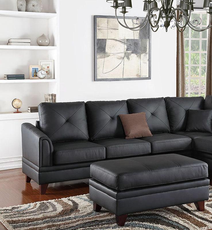 

    
Brown Genuine Leather Sectional Sofa  F6872 Poundex Modern
