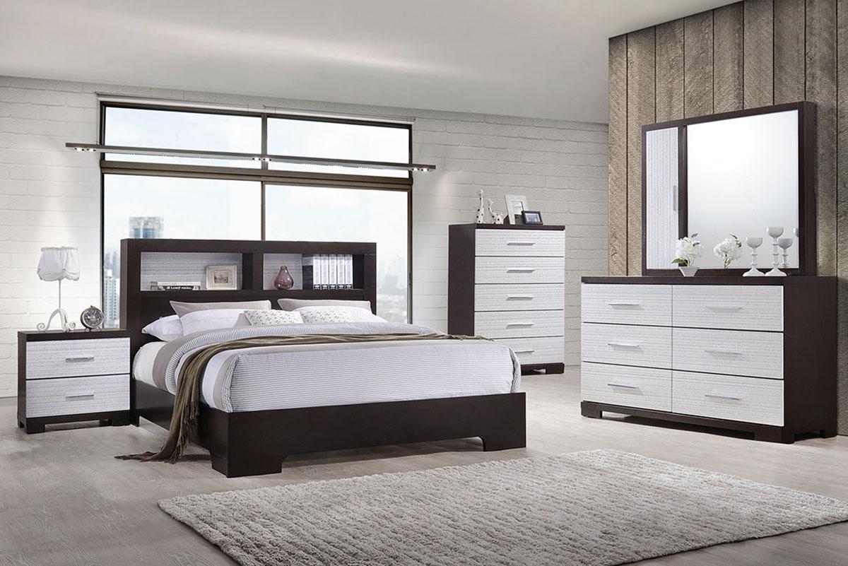 

    
Modern Brown Wood Eastern king Bed F9325 Poundex
