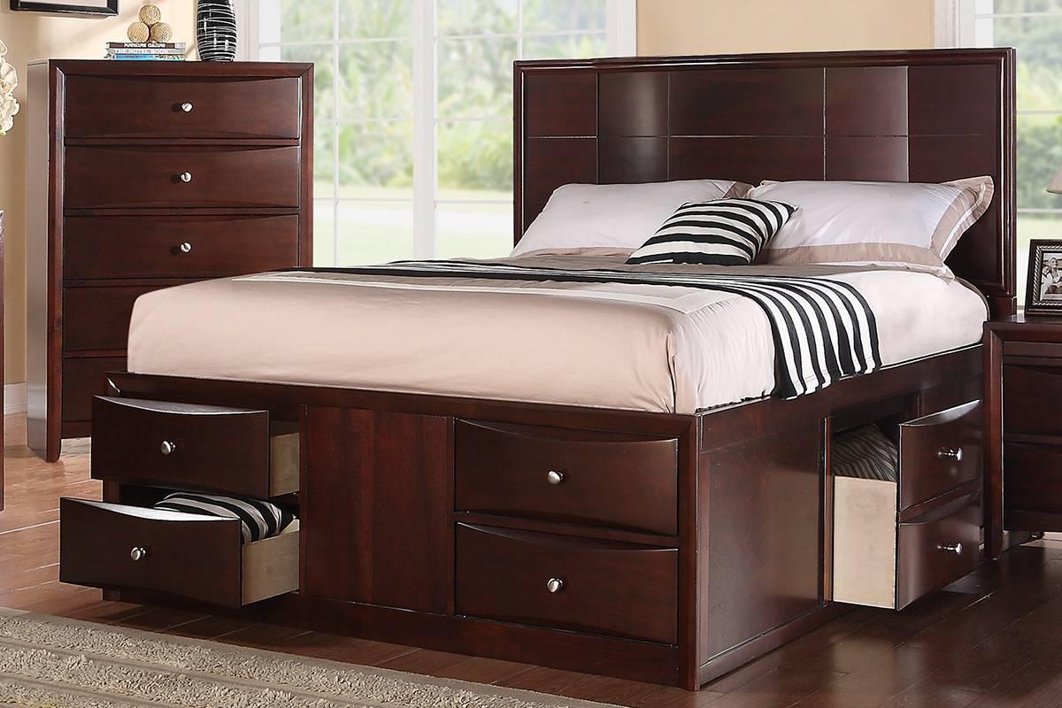 

    
Brown Wood Queen Storage Bed F9233 Poundex Modern
