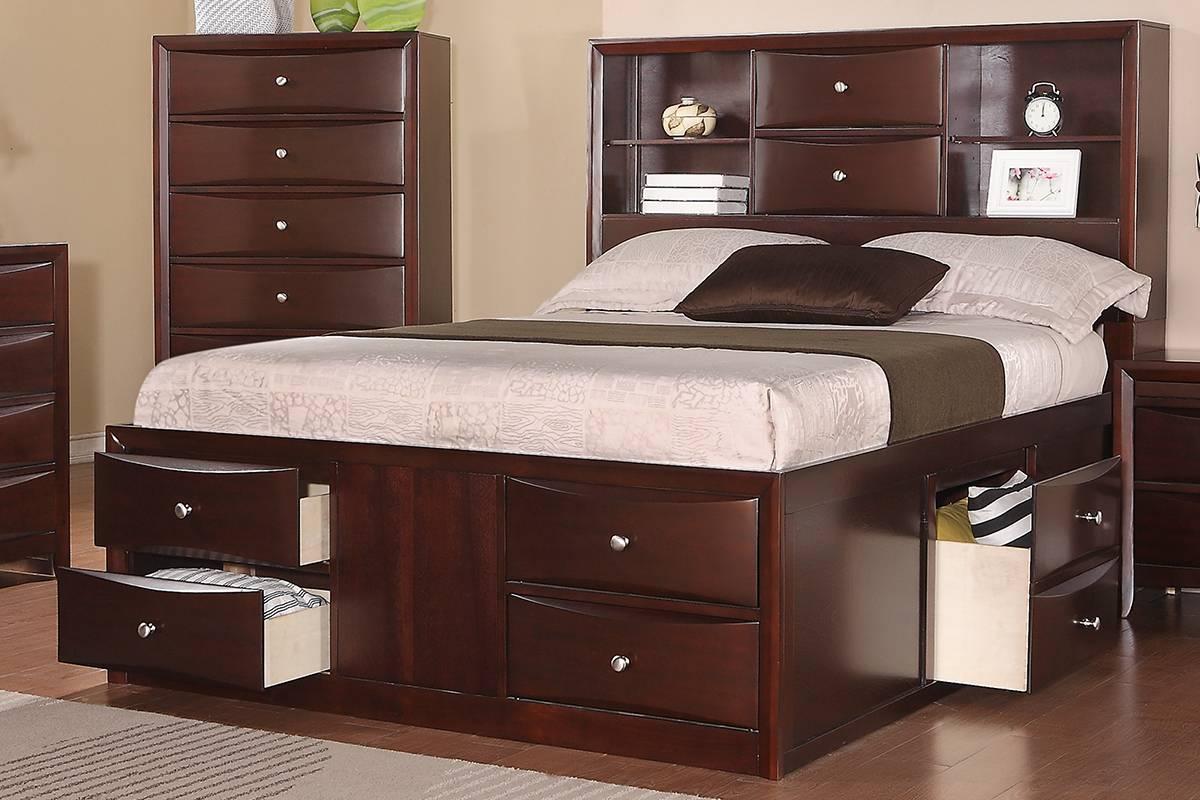 

    
Brown Wood Queen Storage Bed F9234 Poundex Modern
